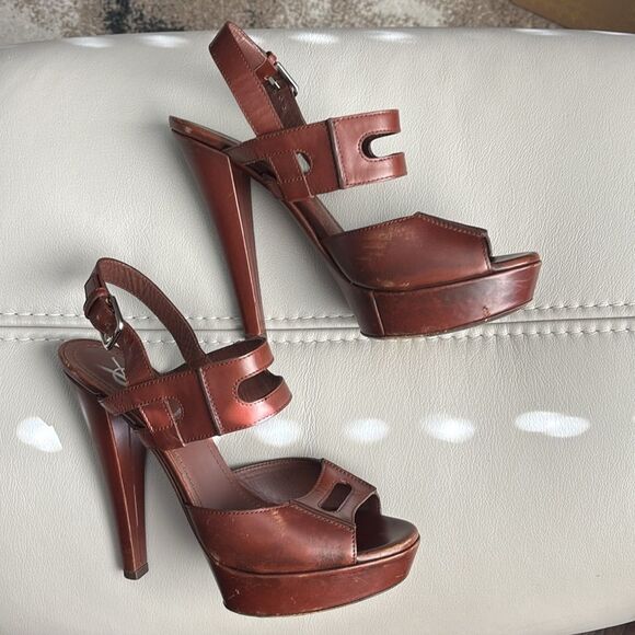 YSL platform sandals, size 35 1/2 chocolate brown - Picture 1 of 4